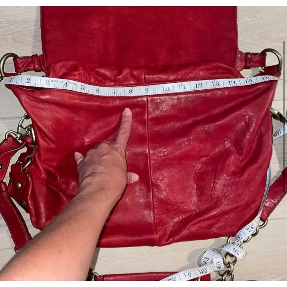 Cynthia Rowley red vintage hobo satchel crossbody bag purse